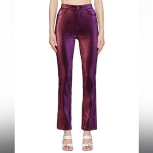 AREA Cut-Out Purple Metallic Straight Leg Slit Pant Size 6